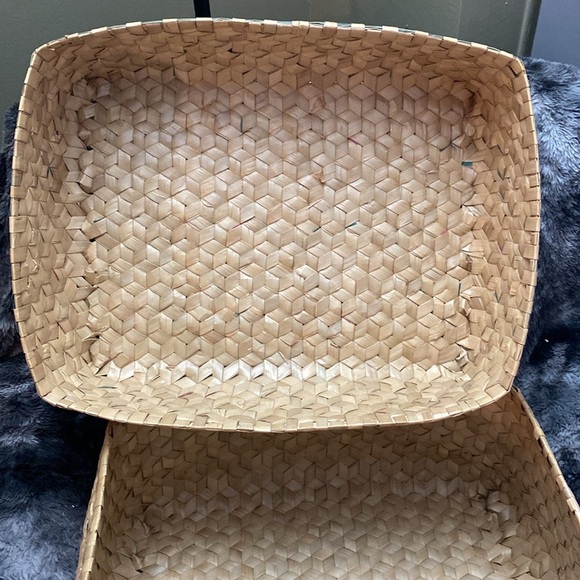 2 Handwoven Natural and Pink Storage Baskets - Picture 6 of 16